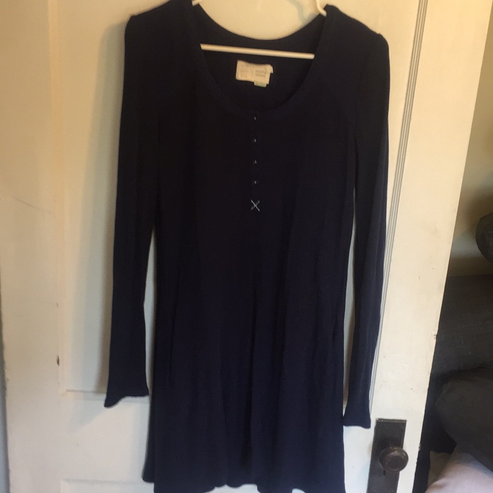 Anthropologie Navy tunic dress waffle weave Sz M